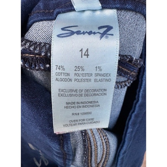 Seven7 Tummy Toner Blue Wash Denim Skinny Jeans Women Size 14 Elastic Waist - Picture 6 of 10